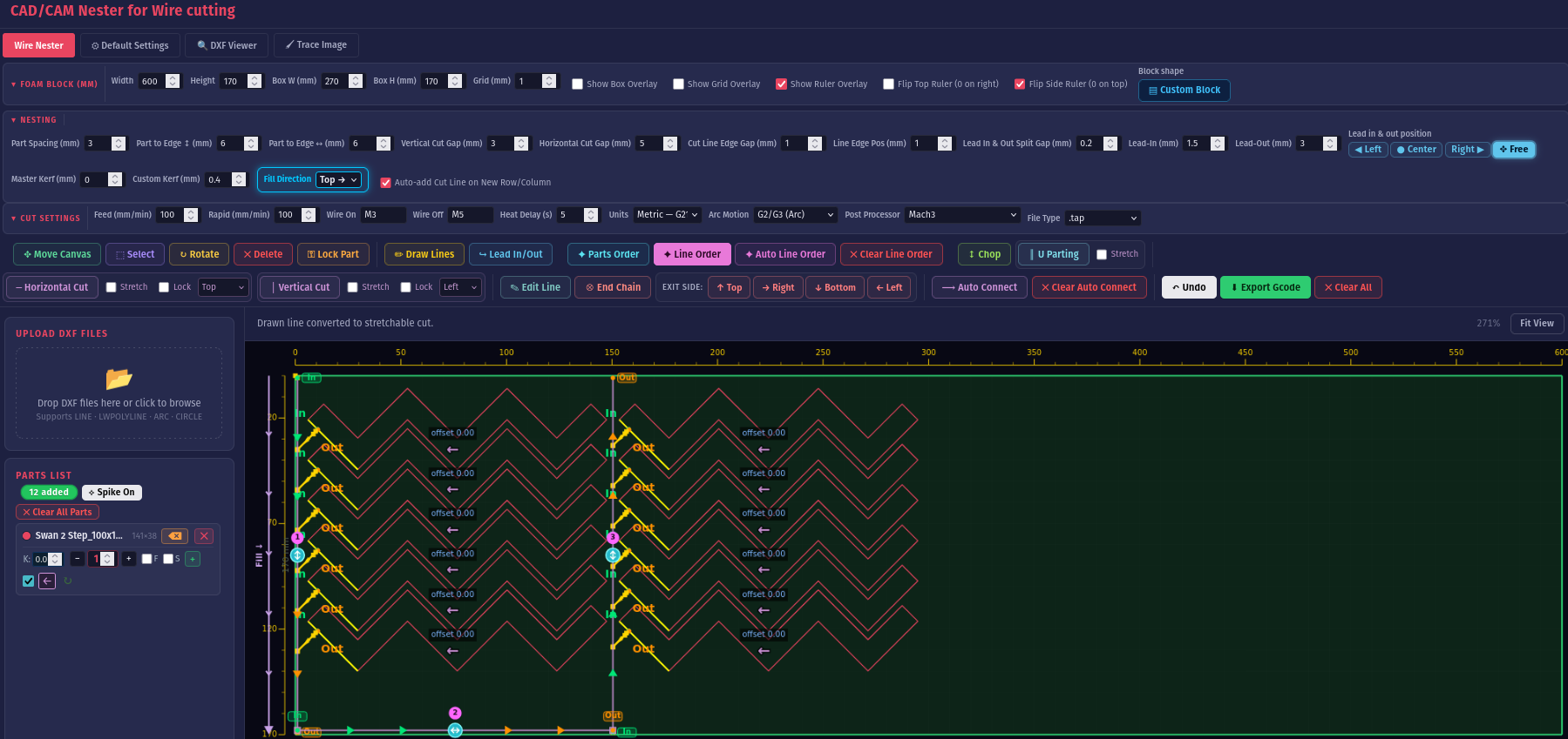 FoamNester nesting workspace preview